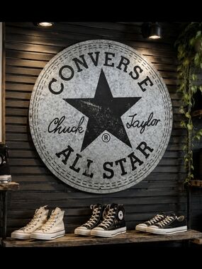 Converse All Star Round Wall Sign - Black & Gray